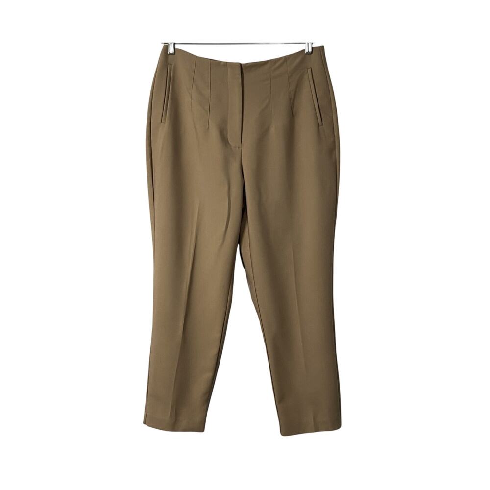 Nine West Pants Womens Size 14 Beige Trousers Hook and Eye Pockets Straight Leg